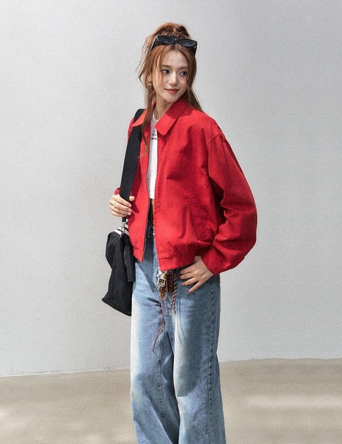 Red Short Casual Chic Workwear Jacket