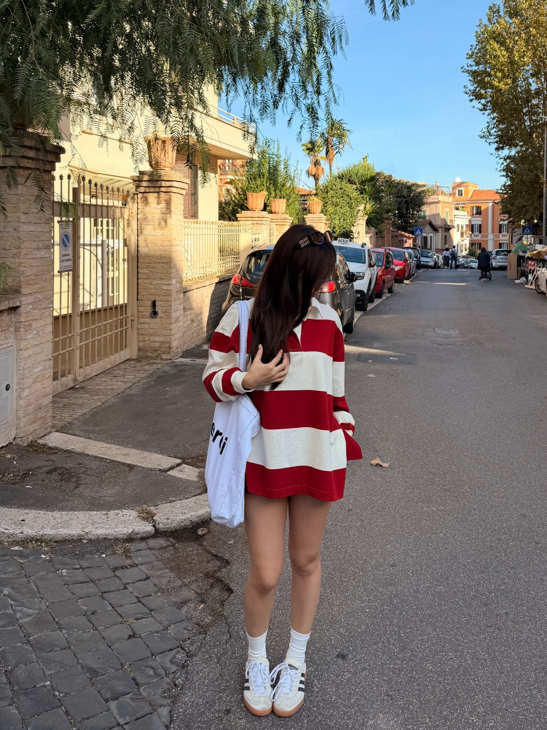 Red Stripe Campus Rugby Sweatshirt