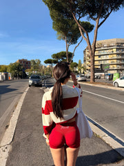 Red Stripe Campus Rugby Sweatshirt