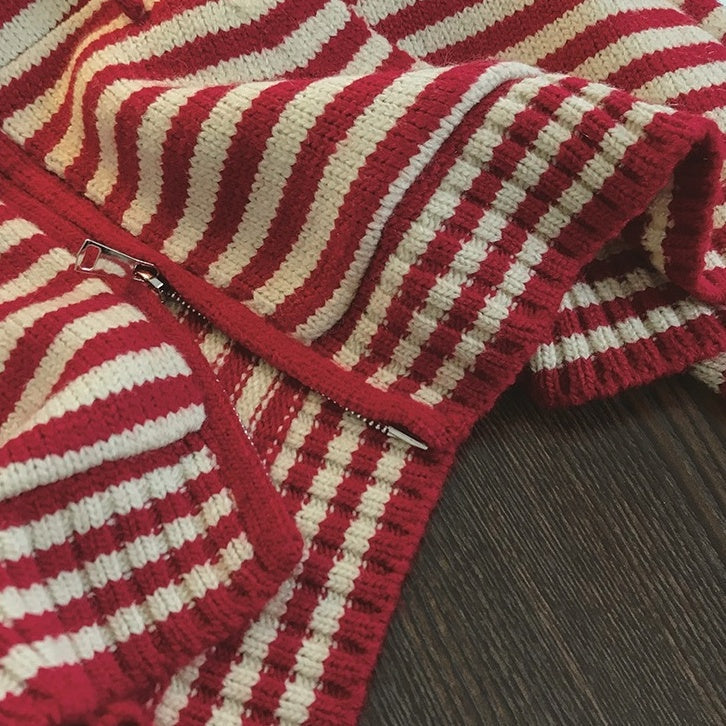 Red Stripes Hooded Jacket