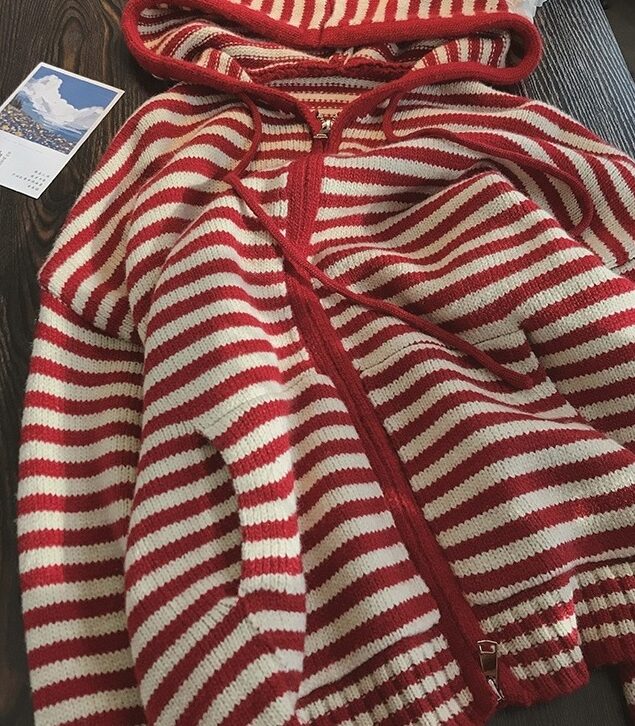 Red Stripes Hooded Jacket