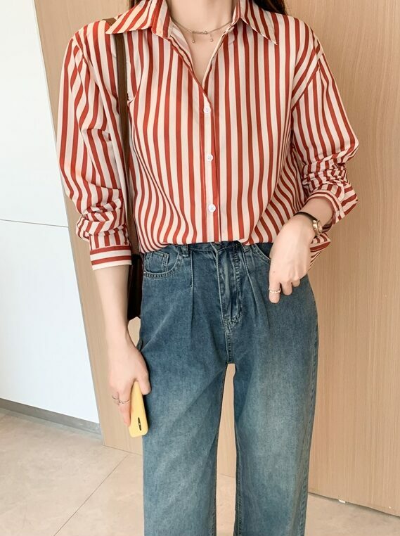 Red Stripes Long Sleeves Shirt