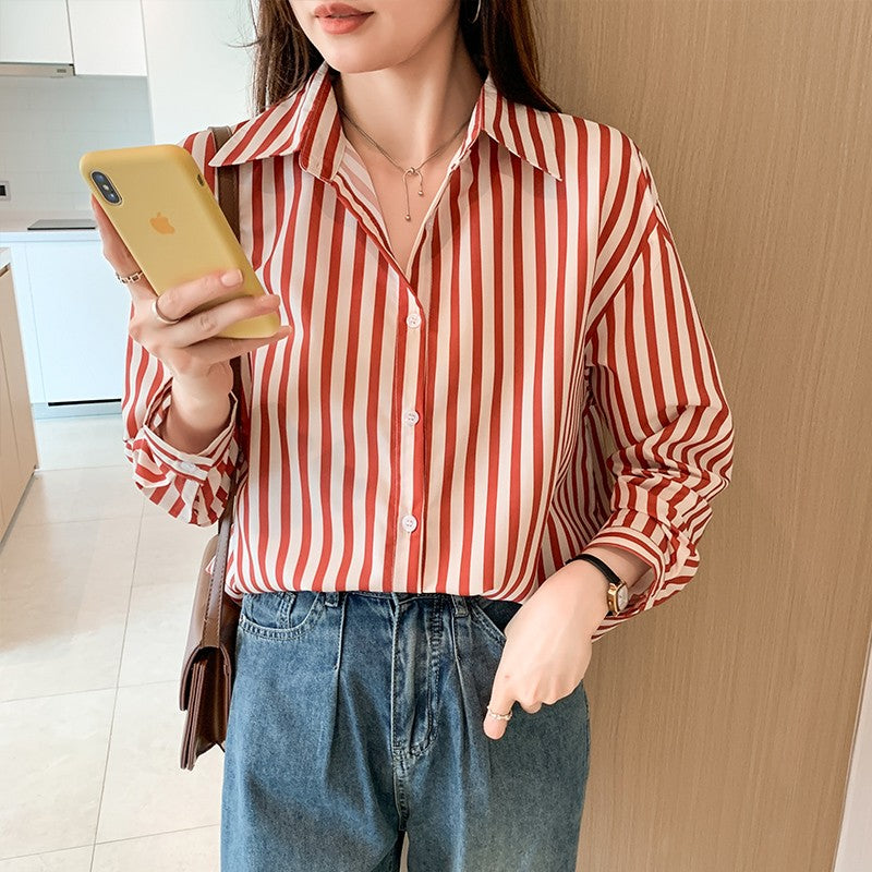 Red Stripes Long Sleeves Shirt
