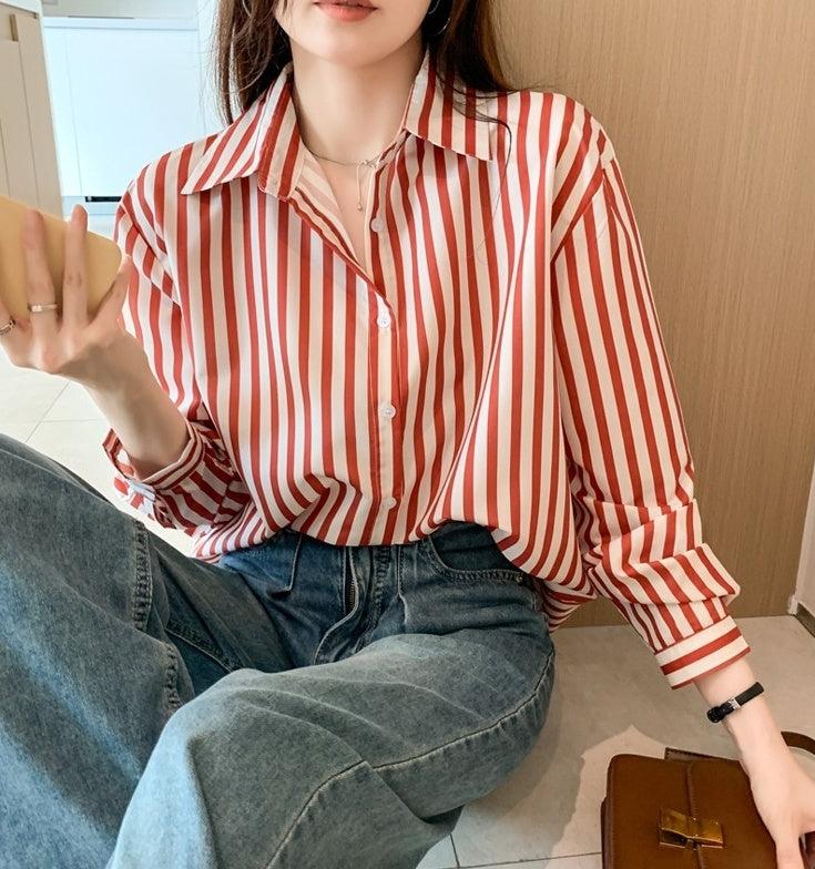 Red Stripes Long Sleeves Shirt