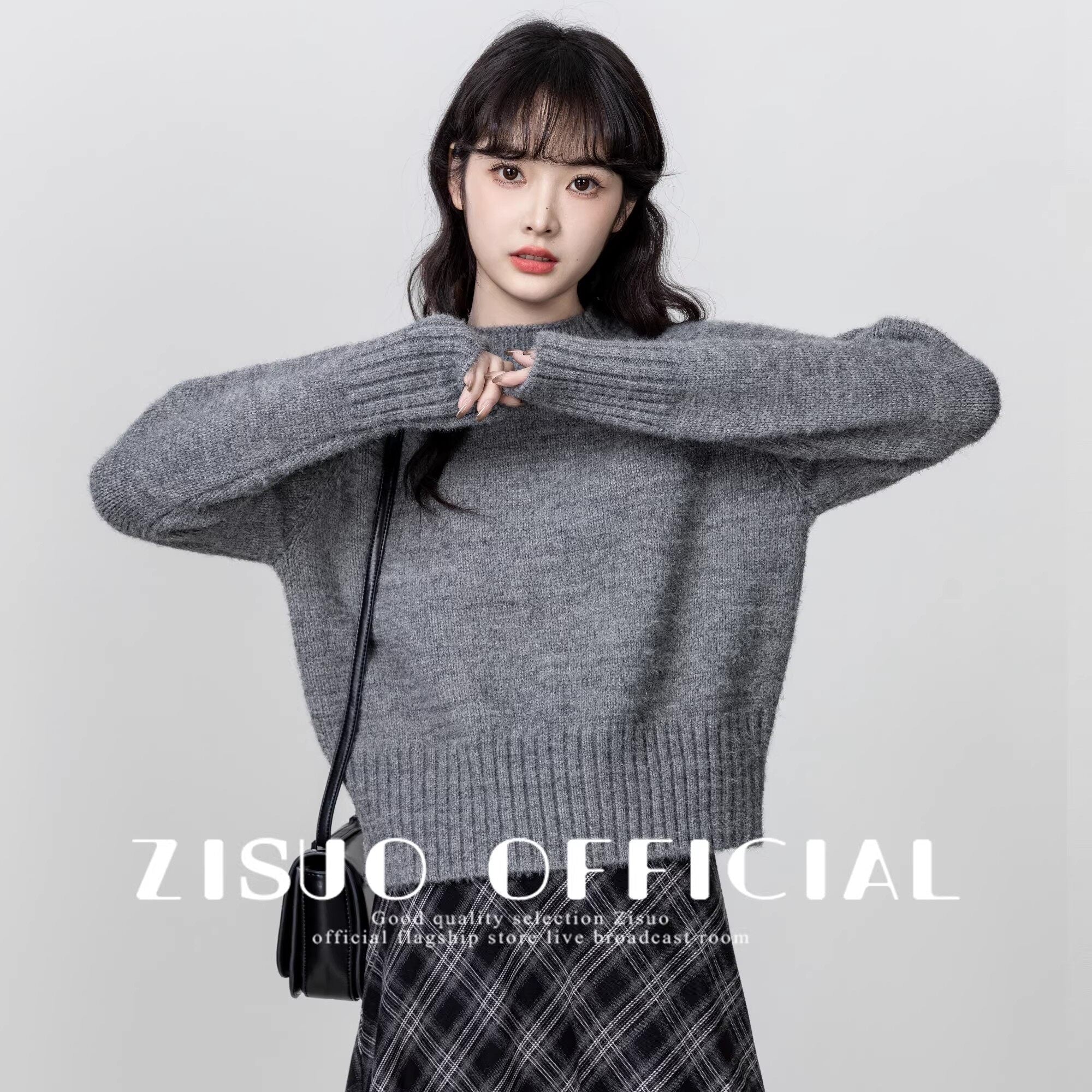Red Turtleneck Knit Sweater Winter Short Pullover