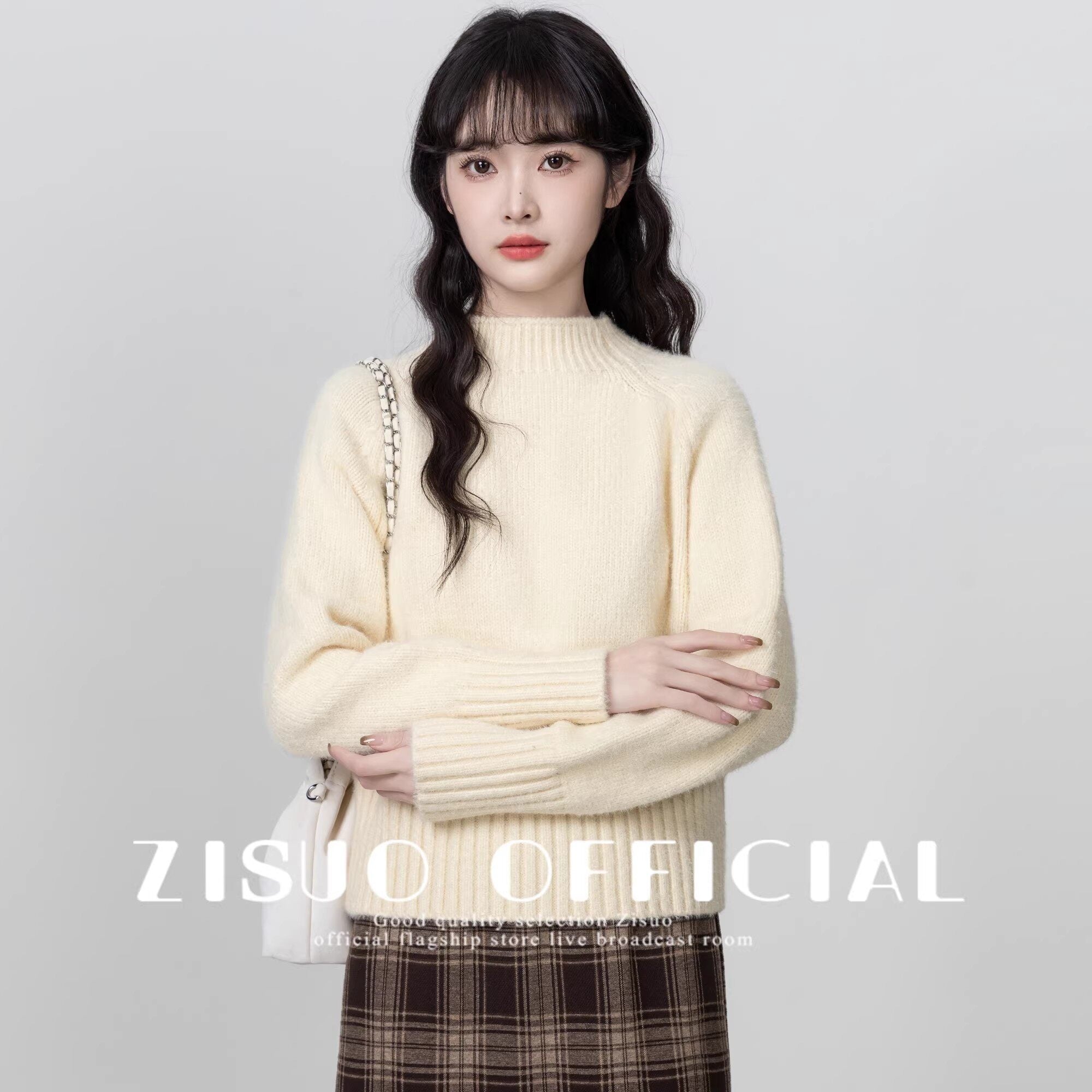 Red Turtleneck Knit Sweater Winter Short Pullover