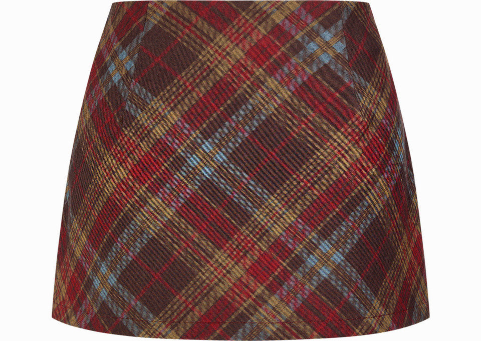 Red Vintage Tartan Mini Skirt