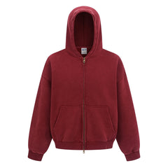 Red Washed Oversized Hooded Jacket