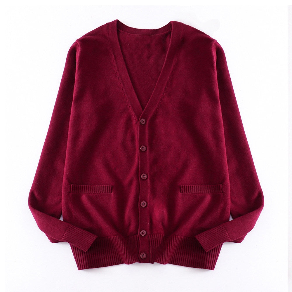 Red Wine Long Sleeve Pocket Cardigan