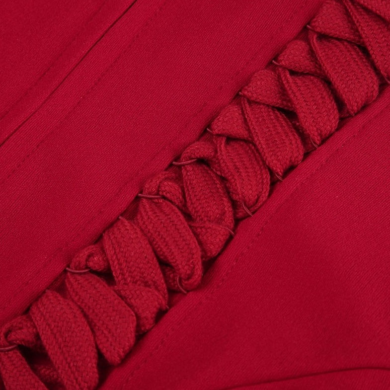 Red Zip-Up Corset Halter Top