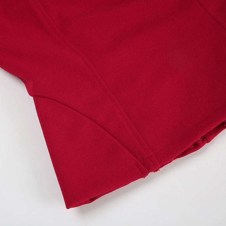 Red Zip-Up Corset Halter Top