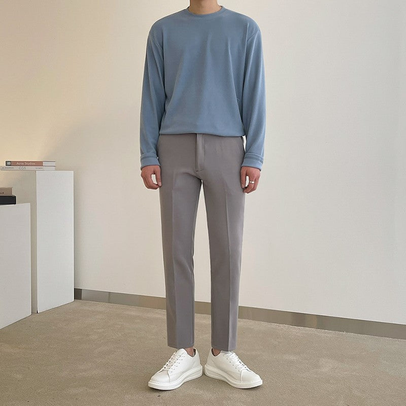 Relaxed Black Wideleg Trousers