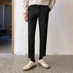 Relaxed Black Wideleg Trousers