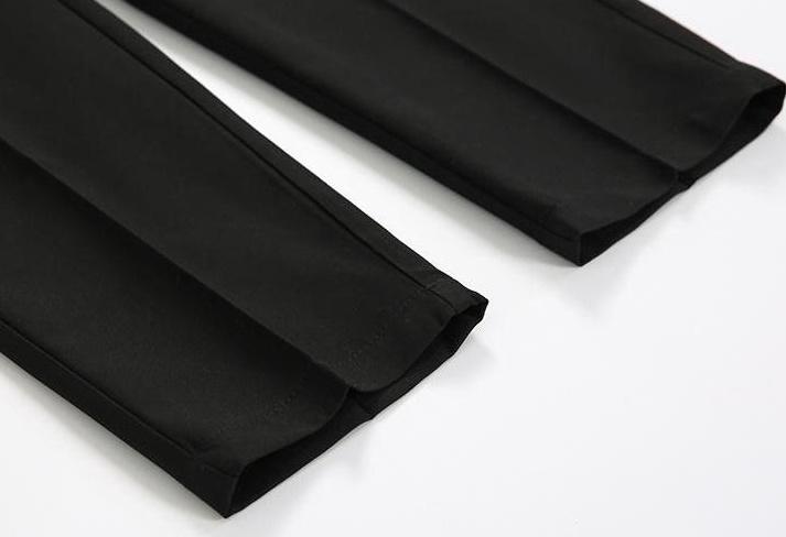 Relaxed Black Wideleg Trousers