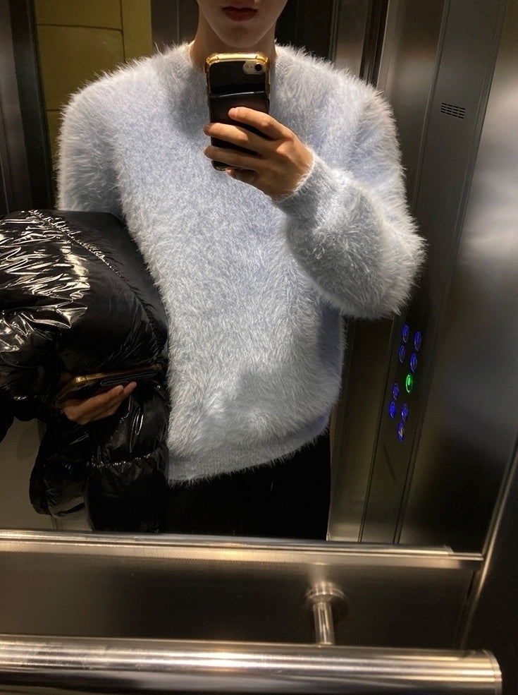 Relaxed Crewneck Warm Knit Sweater Layer