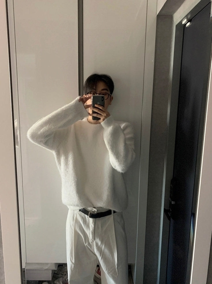 Relaxed Crewneck Warm Knit Sweater Layer