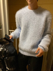 Relaxed Crewneck Winter Knit Sweater Base Layer