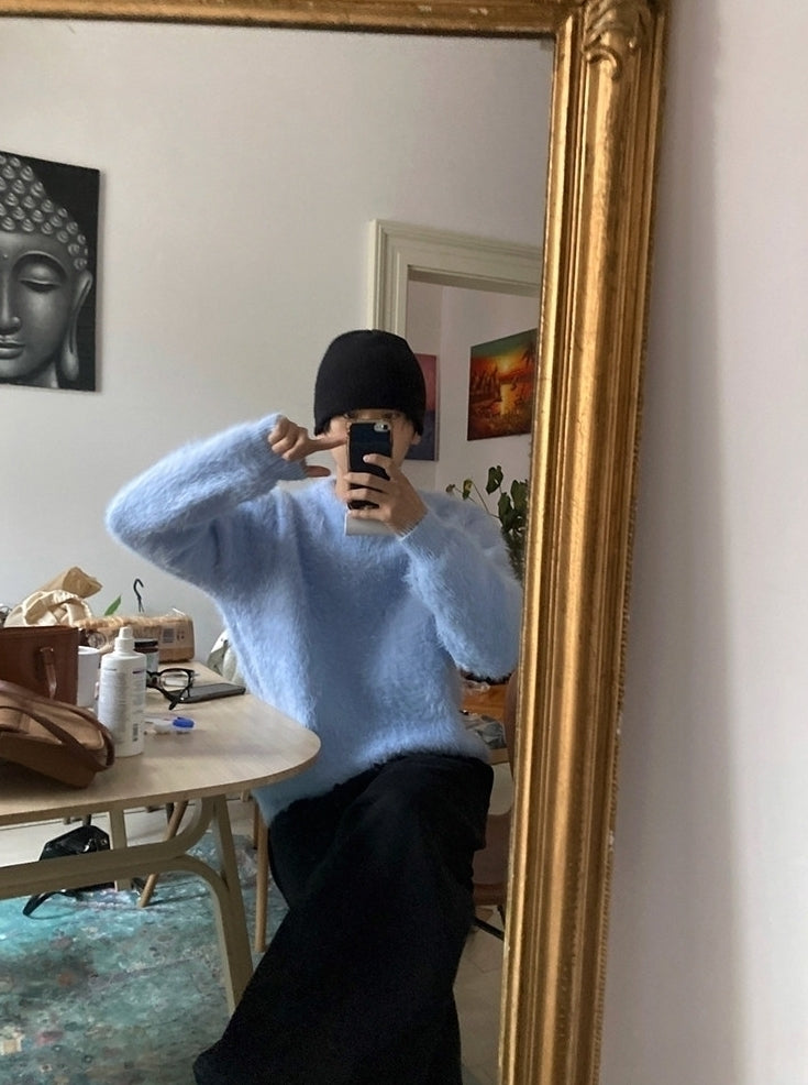 Relaxed Crewneck Warm Knit Sweater Layer