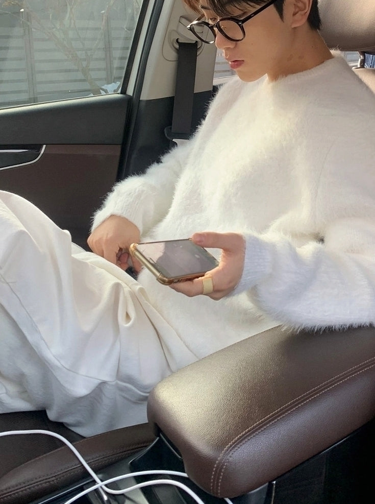 Relaxed Crewneck Winter Knit Sweater Base Layer