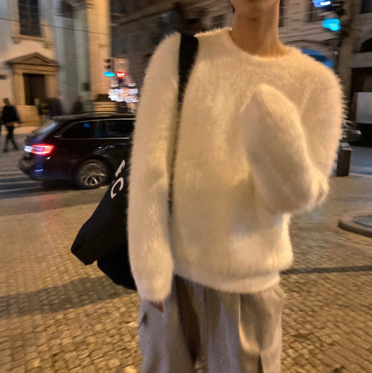Relaxed Crewneck Winter Knit Sweater Base Layer