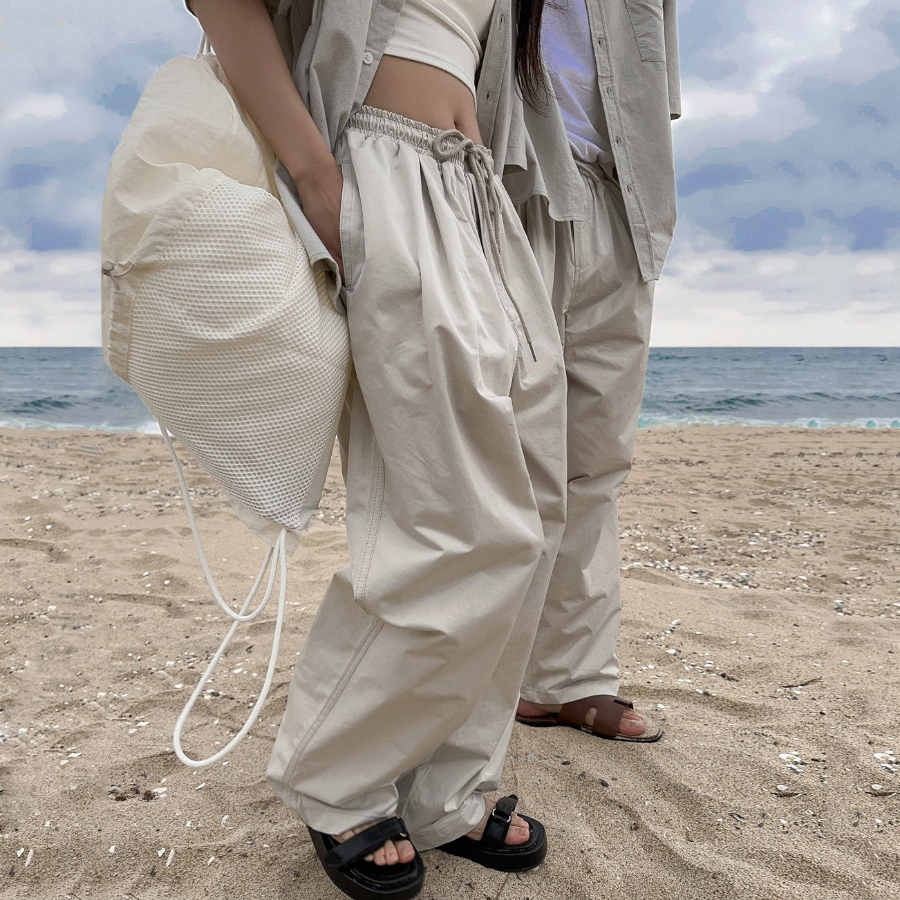 Relaxed Fit Casual Wide Leg Trousers