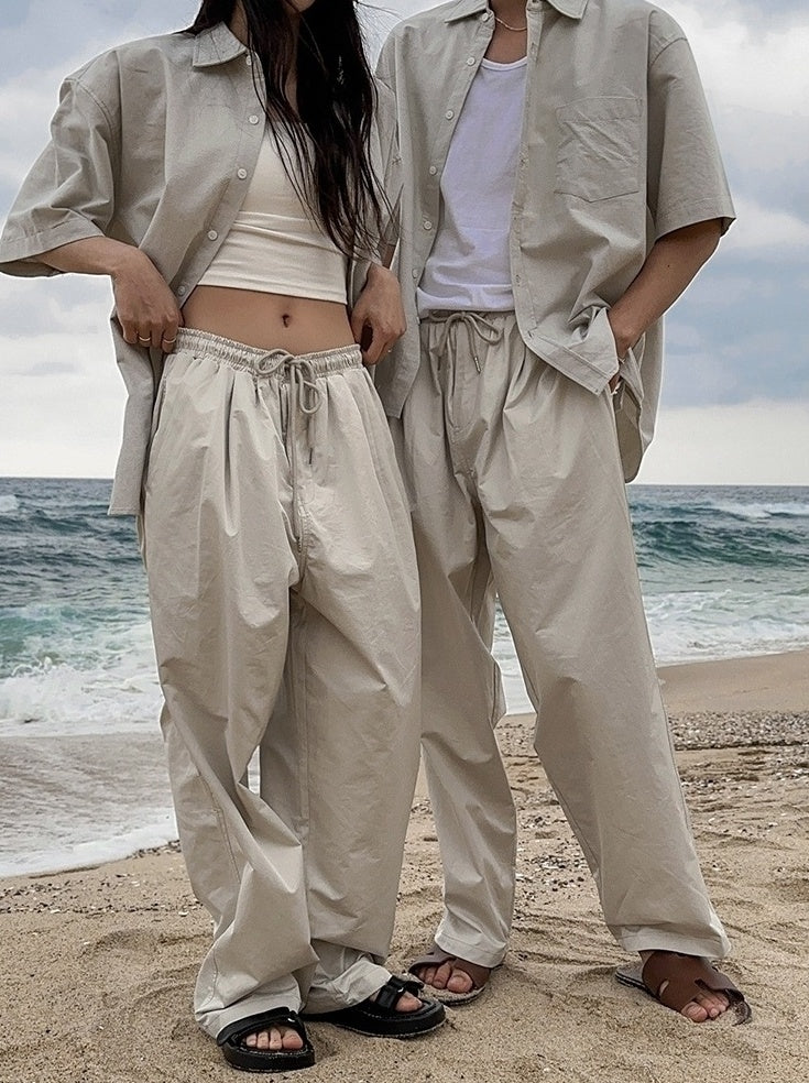 Relaxed Fit Casual Wide Leg Trousers