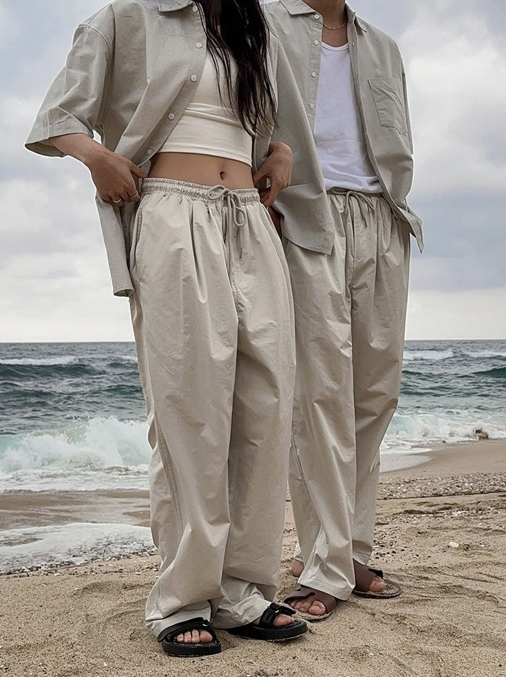 Relaxed Fit Casual Wide Leg Trousers