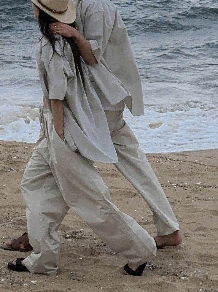 Relaxed Fit Casual Wide Leg Trousers