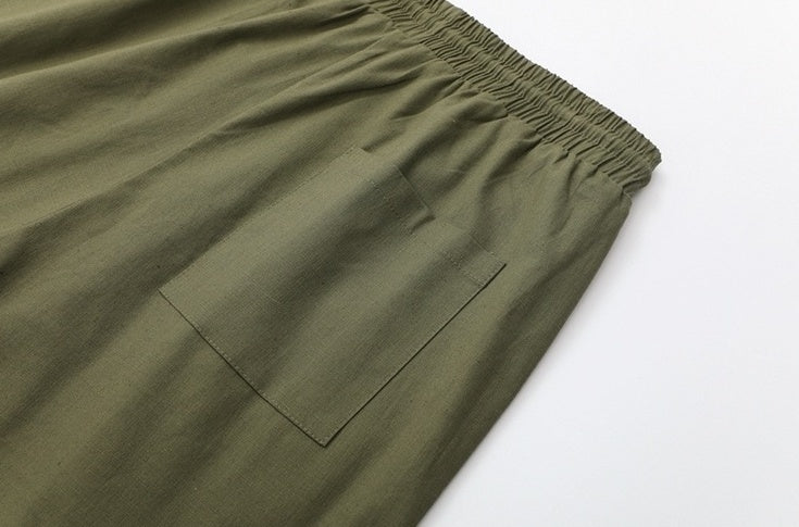 Relaxed Fit Drawstring Wide Leg Pants