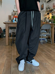 Relaxed Fit Drawstring Wide Leg Pants