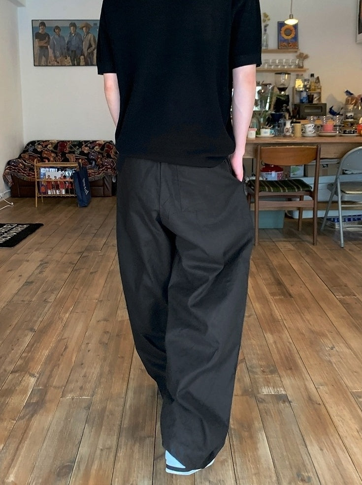 Relaxed Fit Drawstring Wide Leg Pants