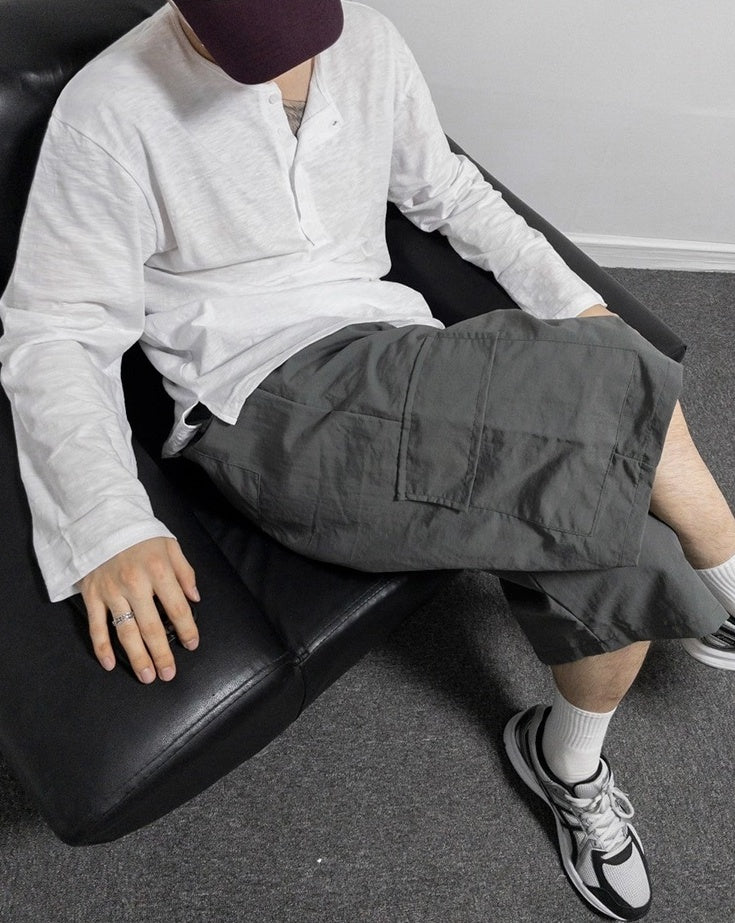 Relaxed Fit Henley Long Sleeve Tee