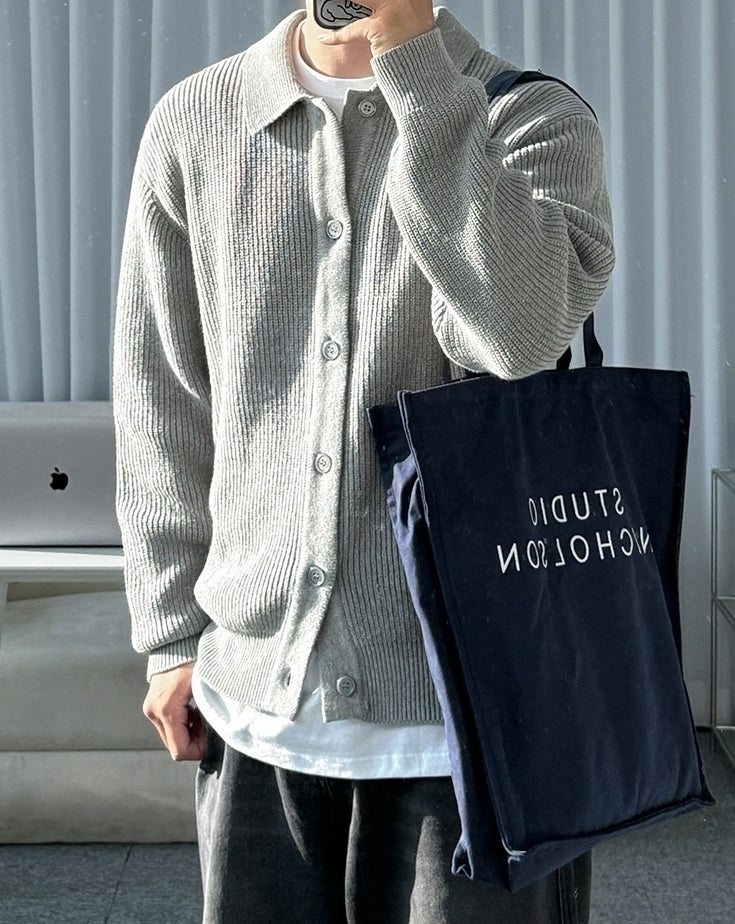 Relaxed Fit Knit Cardigan Sweater For Commuting