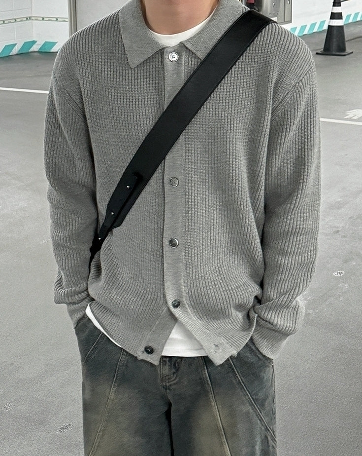 Relaxed Fit Knit Cardigan Sweater For Commuting