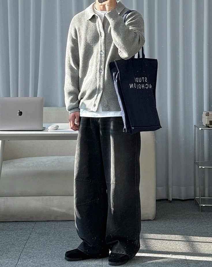 Relaxed Fit Knit Cardigan Sweater For Commuting