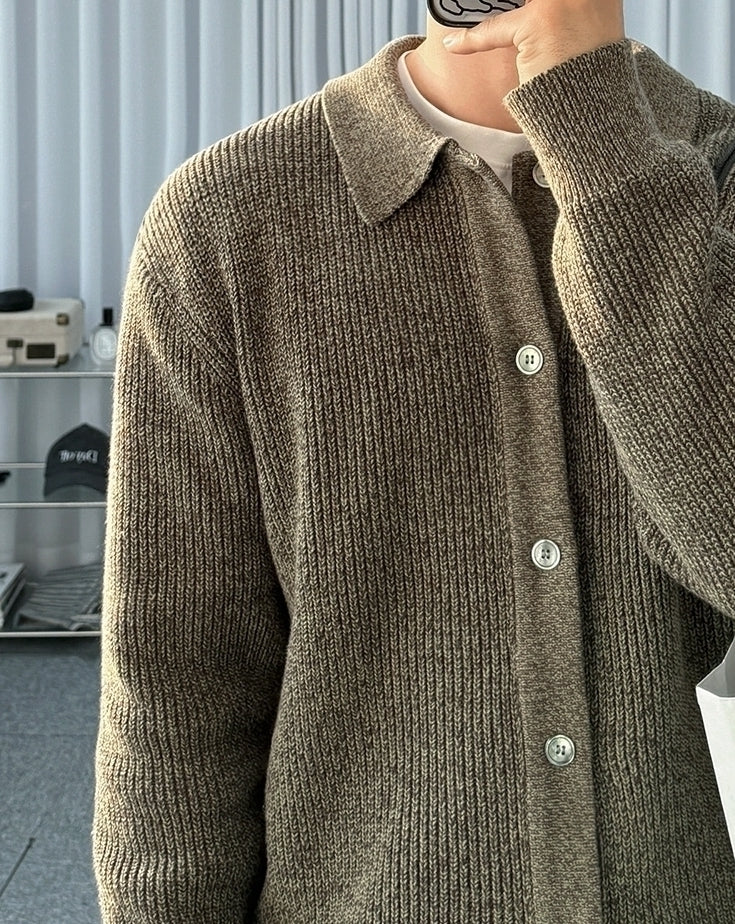 Relaxed Fit Knit Cardigan Sweater For Commuting