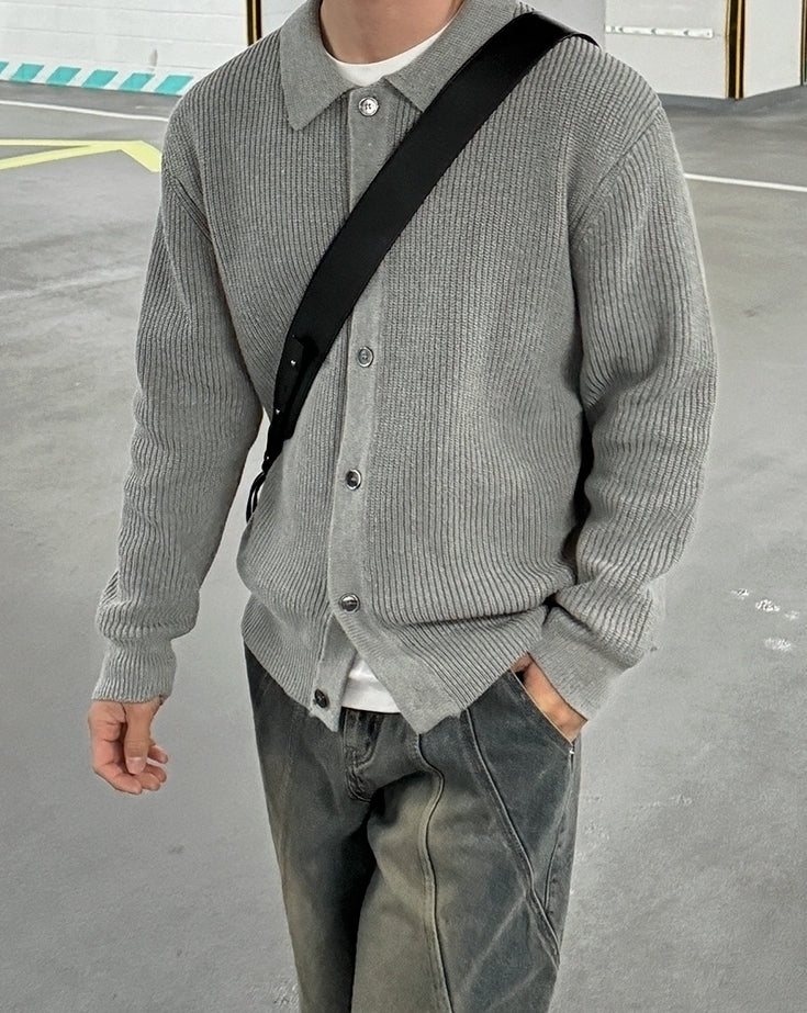 Relaxed Fit Knit Cardigan Sweater For Commuting