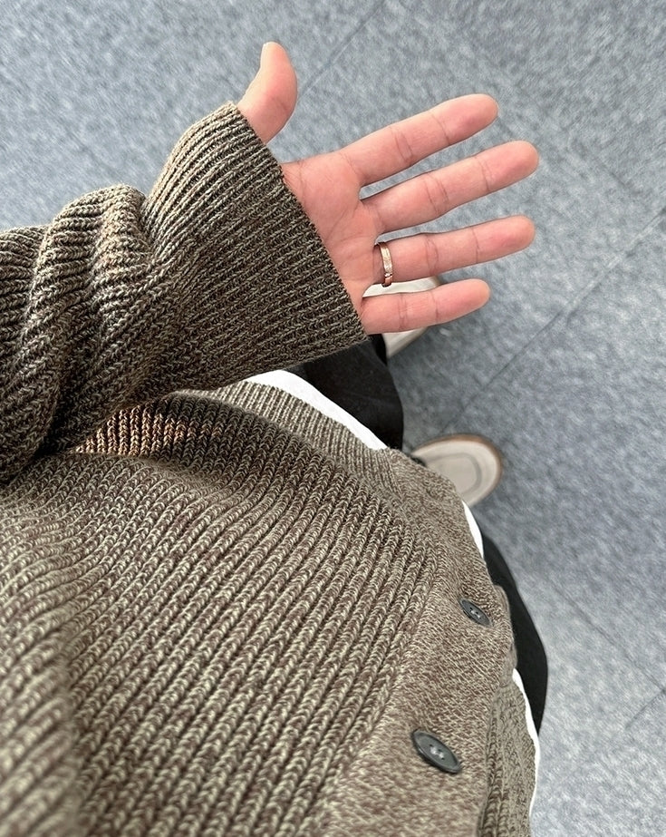 Relaxed Fit Knit Cardigan Sweater For Commuting