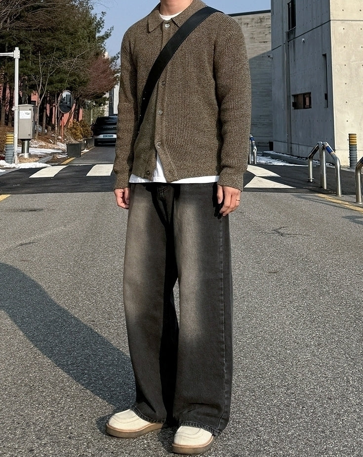 Relaxed Fit Knit Cardigan Sweater For Commuting