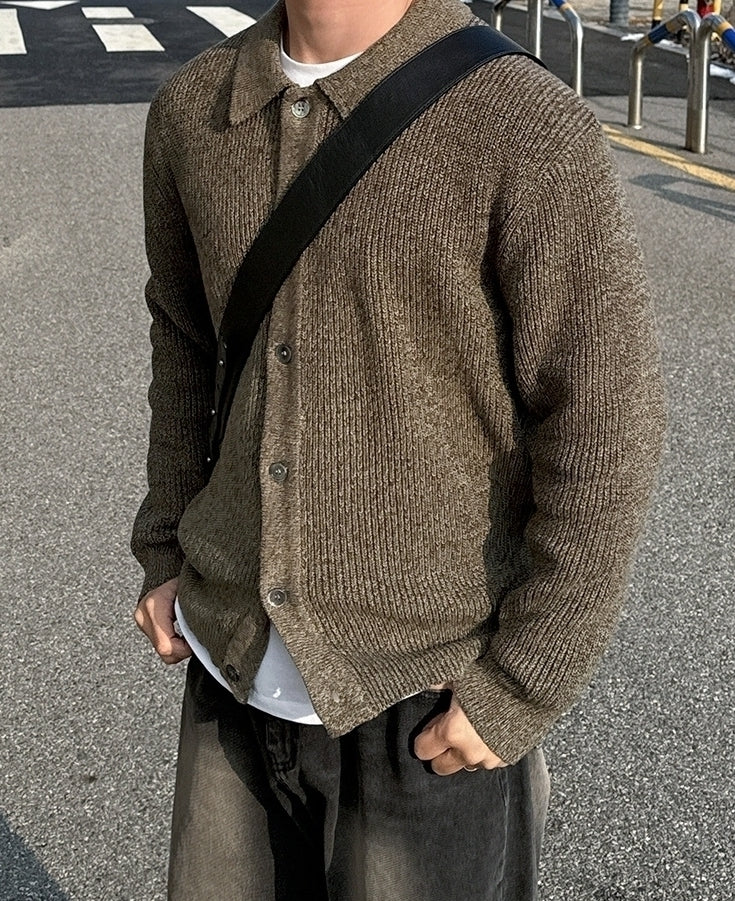 Relaxed Fit Knit Cardigan Sweater For Commuting