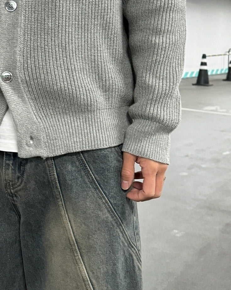 Relaxed Fit Knit Cardigan Sweater For Commuting