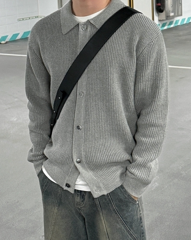 Relaxed Fit Knit Cardigan Sweater For Commuting