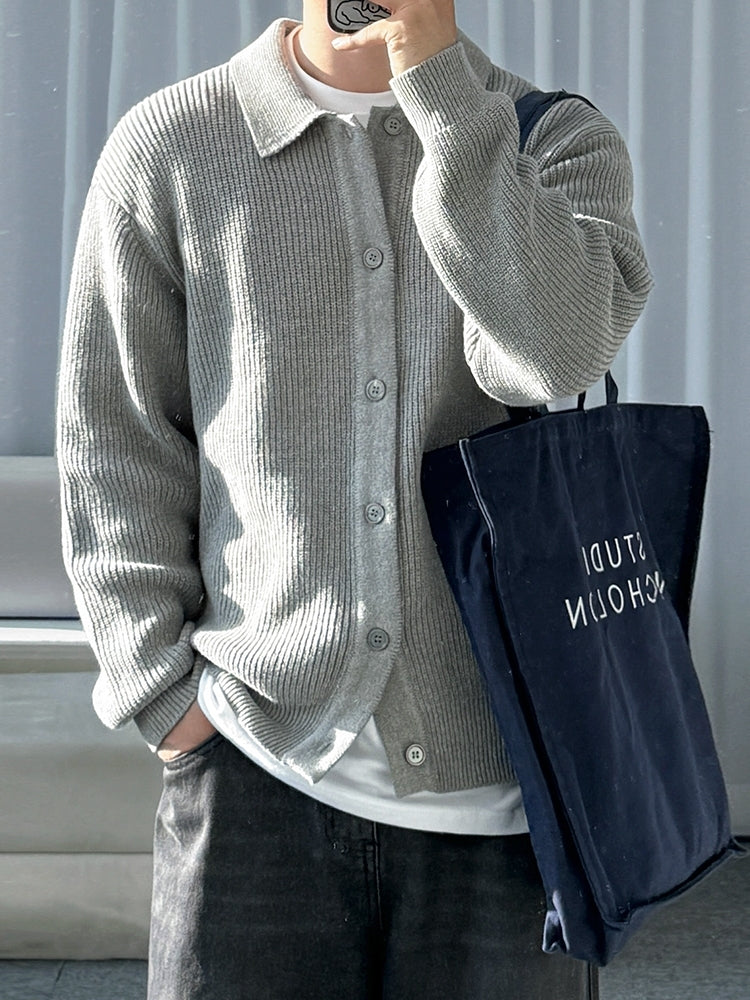 Relaxed Fit Knit Cardigan Sweater For Commuting