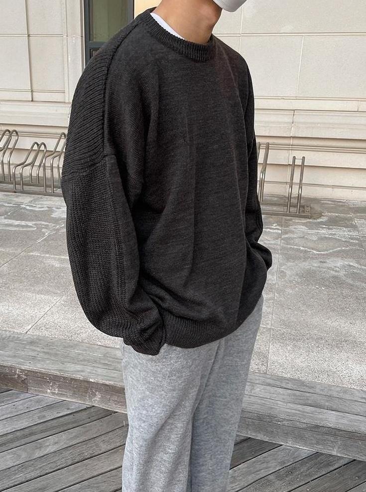 Relaxed Fit Knit Pullover Sweater