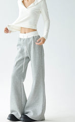 Relaxed Fit Patchwork Waist Casual Drape Pants