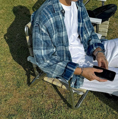 Relaxed Fit Plaid Long Sleeve Shirt Jacket