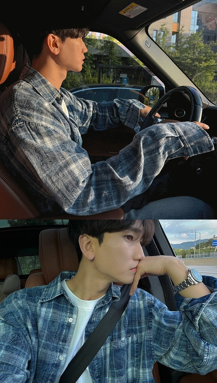 Relaxed Fit Plaid Long Sleeve Shirt Jacket