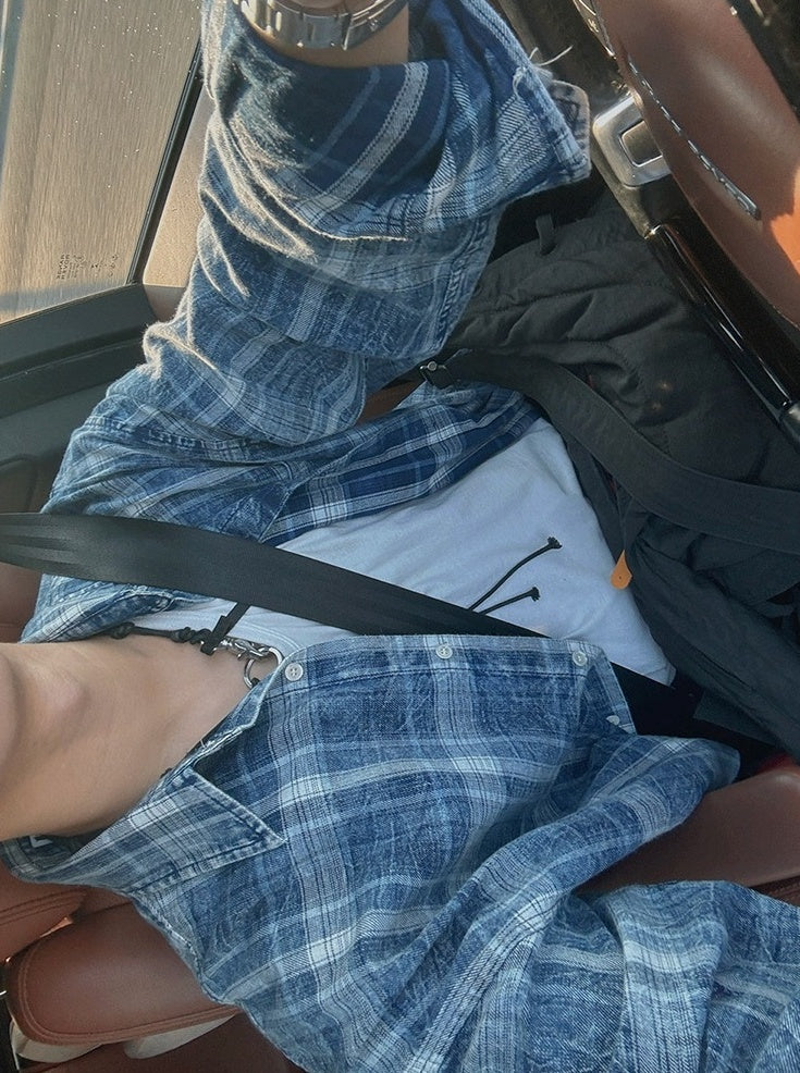 Relaxed Fit Plaid Long Sleeve Shirt Jacket