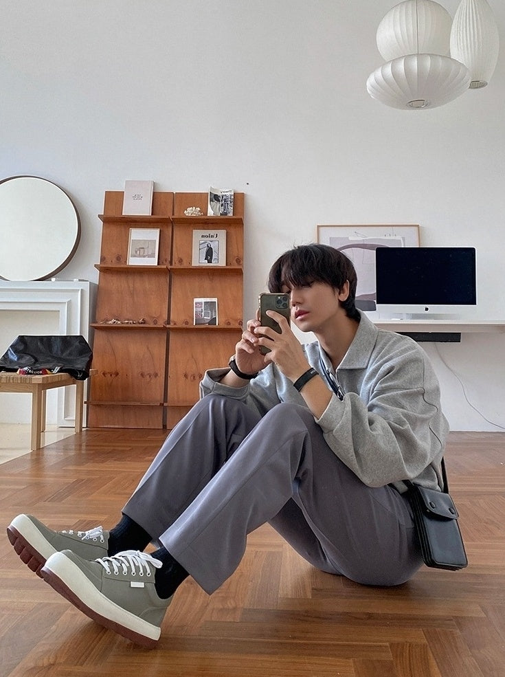 Relaxed Fit Polo Sweatshirt