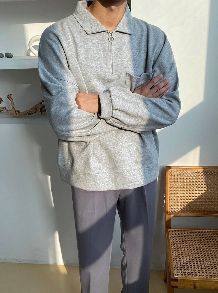 Relaxed Fit Polo Sweatshirt